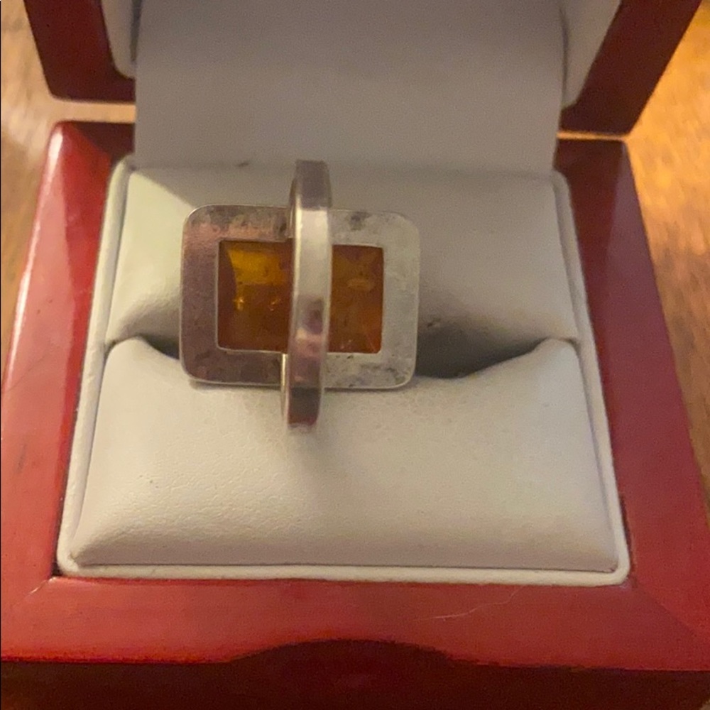 Sterling silver Baltic ember stone vintage ring - Picture 3 of 4